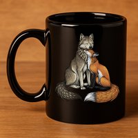 Fox And Wolf 11oz C Handle Ceramic Mug
