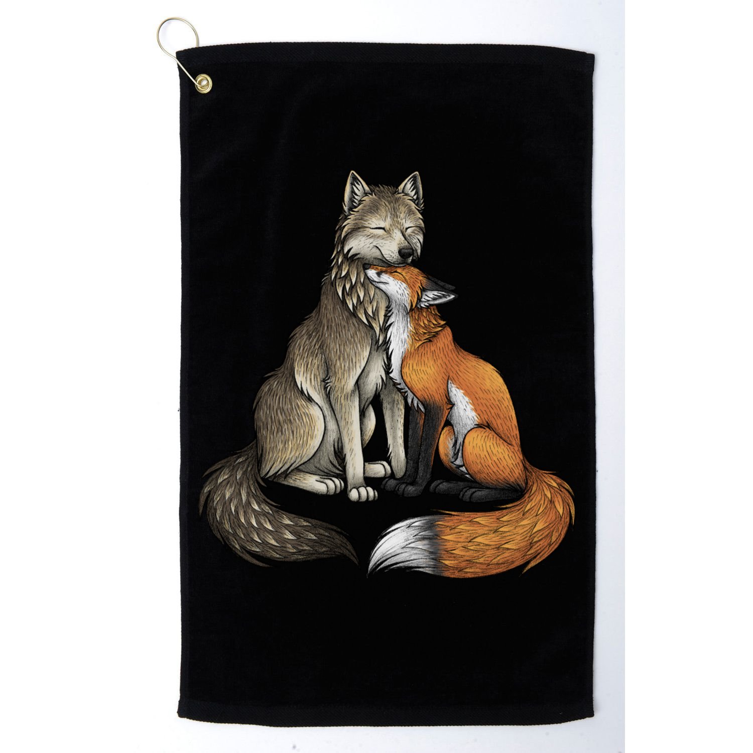 Fox And Wolf Golf Towel