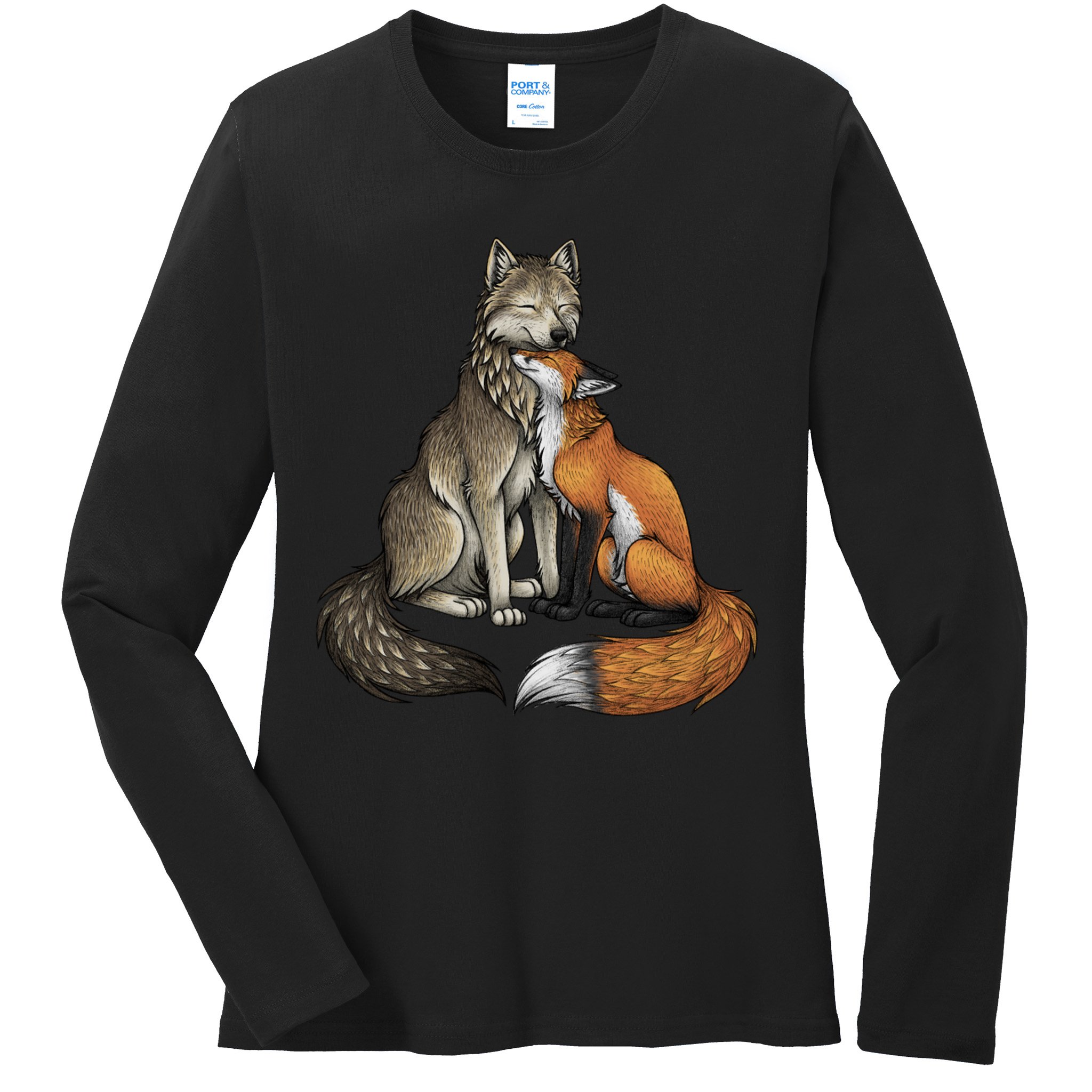 Fox And Wolf Ladies Long Sleeve Shirt