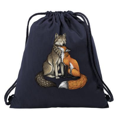 Fox And Wolf Drawstring Bag