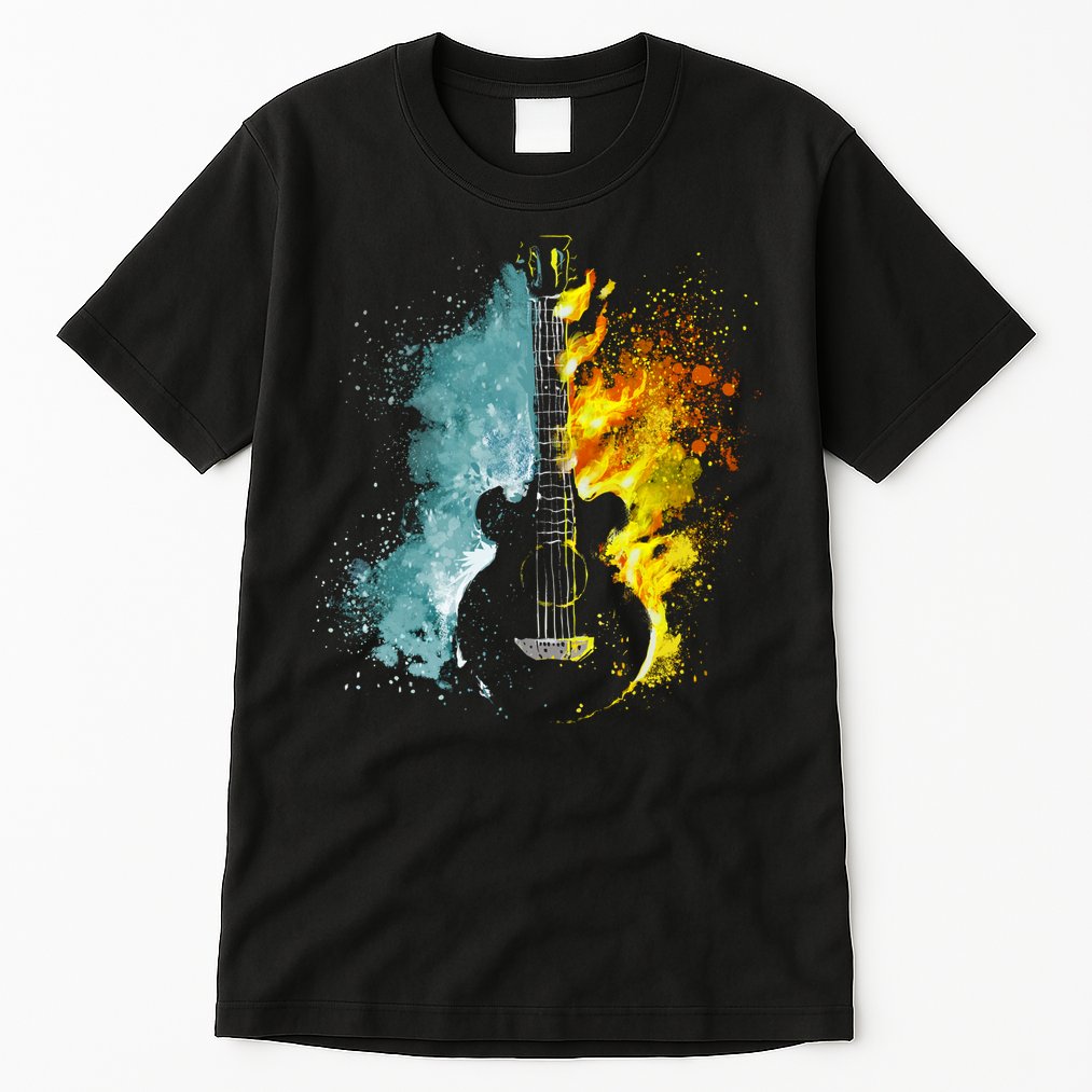 Fire And Water Guitar Tall T-Shirt