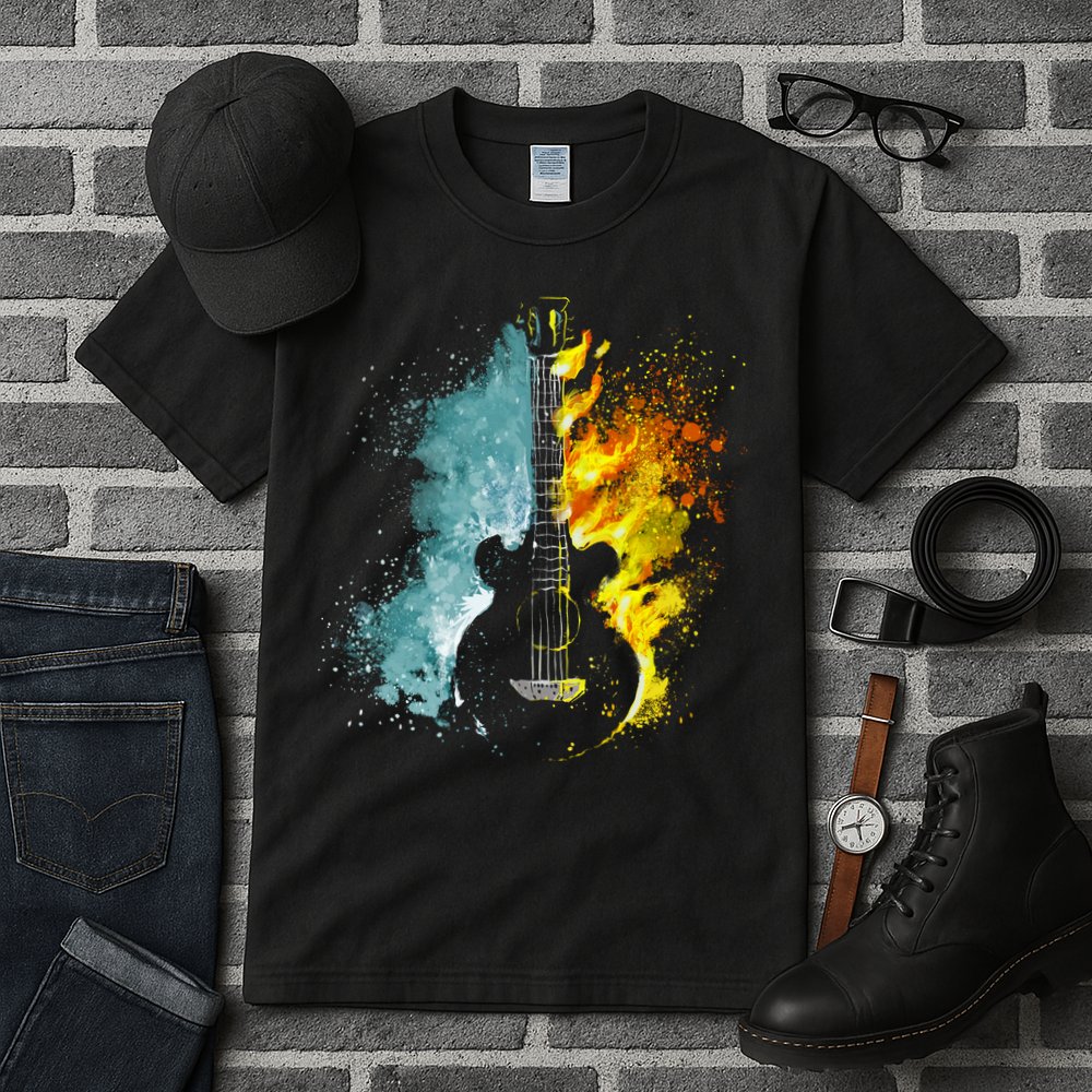 Fire And Water Guitar Tall T-Shirt