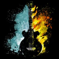 Fire And Water Guitar V-Neck T-Shirt