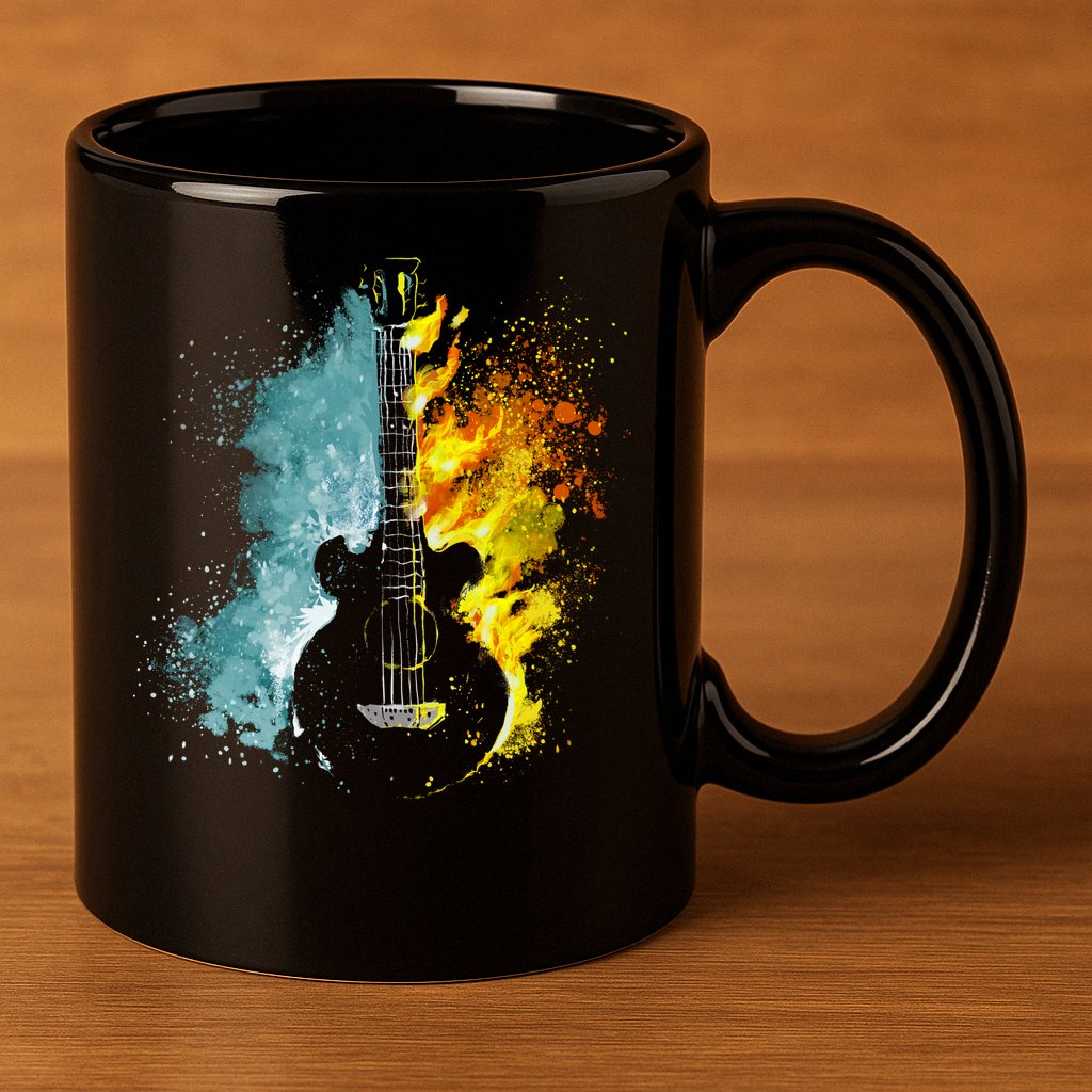 Fire And Water Guitar 11oz C Handle Ceramic Mug