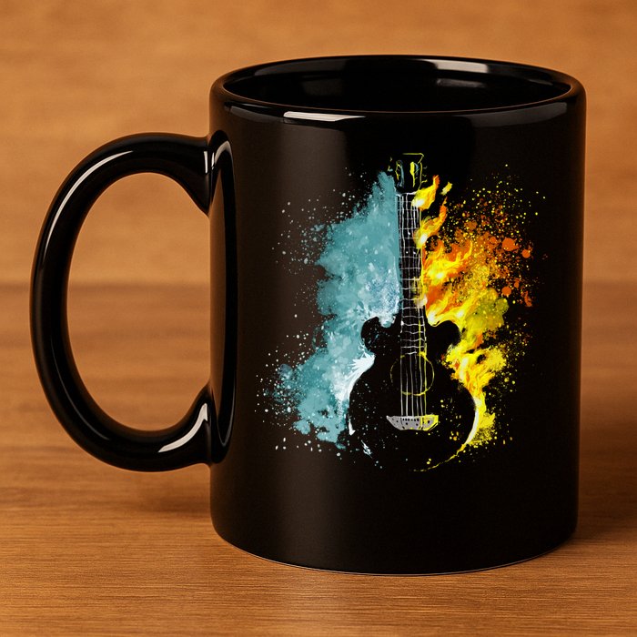 Fire And Water Guitar 11oz C Handle Ceramic Mug