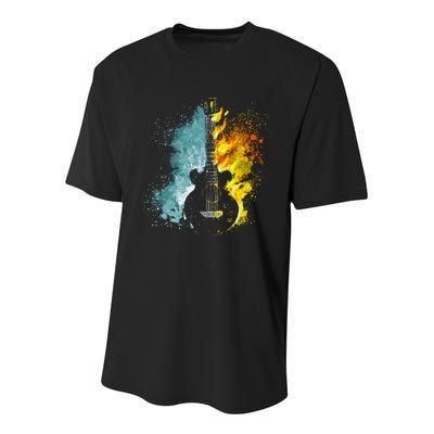 Fire And Water Guitar Youth Performance Sprint T-Shirt