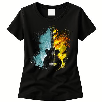 Fire And Water Guitar Womens T-Shirt