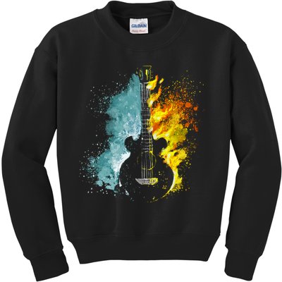Fire And Water Guitar Kids Sweatshirt