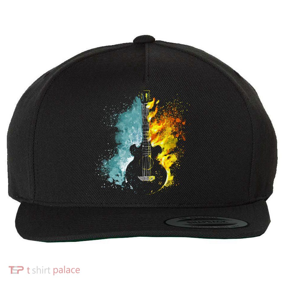 Fire And Water Guitar Wool Snapback Cap