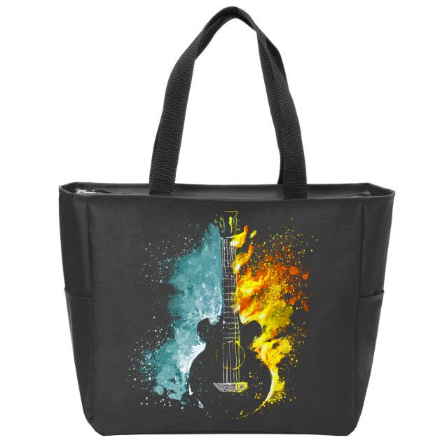 Fire And Water Guitar Zip Tote Bag