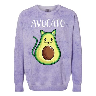 Funny Avocado Women Avocato Cat Colorblast Crewneck Sweatshirt