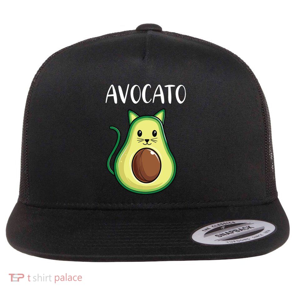 Funny Avocado Women Avocato Cat Flat Bill Trucker Hat