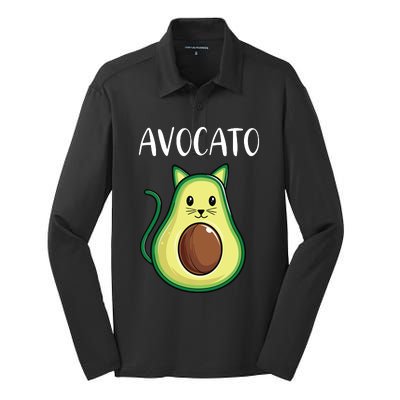 Funny Avocado Women Avocato Cat Silk Touch Performance Long Sleeve Polo