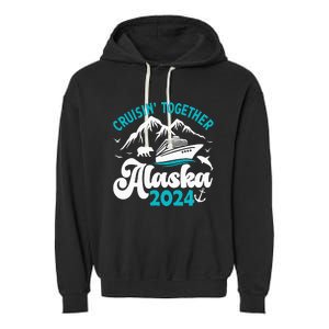 Funny Anniversary Wedding Alaska Cruise 2024 Couple Vacation Garment-Dyed Fleece Hoodie