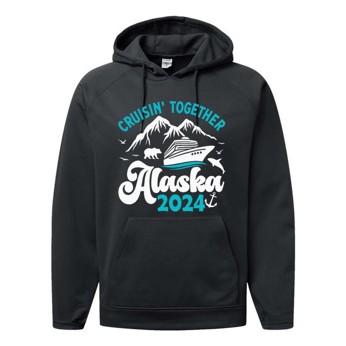 Funny Anniversary Wedding Alaska Cruise 2024 Couple Vacation Performance Fleece Hoodie