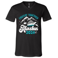 Funny Anniversary Wedding Alaska Cruise 2024 Couple Vacation V-Neck T-Shirt