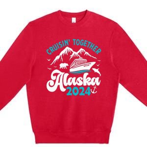 Funny Anniversary Wedding Alaska Cruise 2024 Couple Vacation Premium Crewneck Sweatshirt