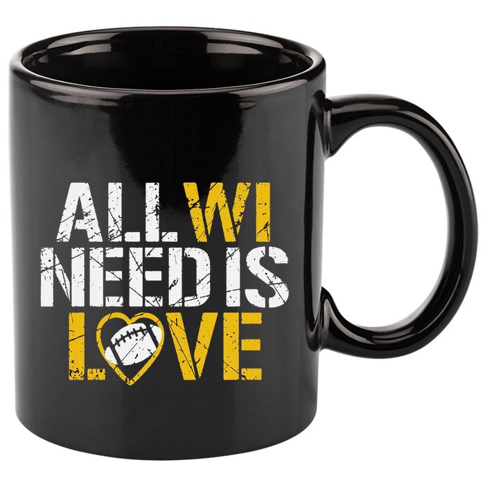 Funny All Wi Need Is Love Green Bay 11oz C Handle Ceramic Mug
