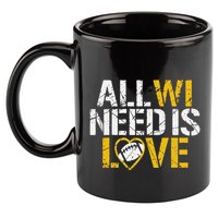 Funny All Wi Need Is Love Green Bay 11oz C Handle Ceramic Mug
