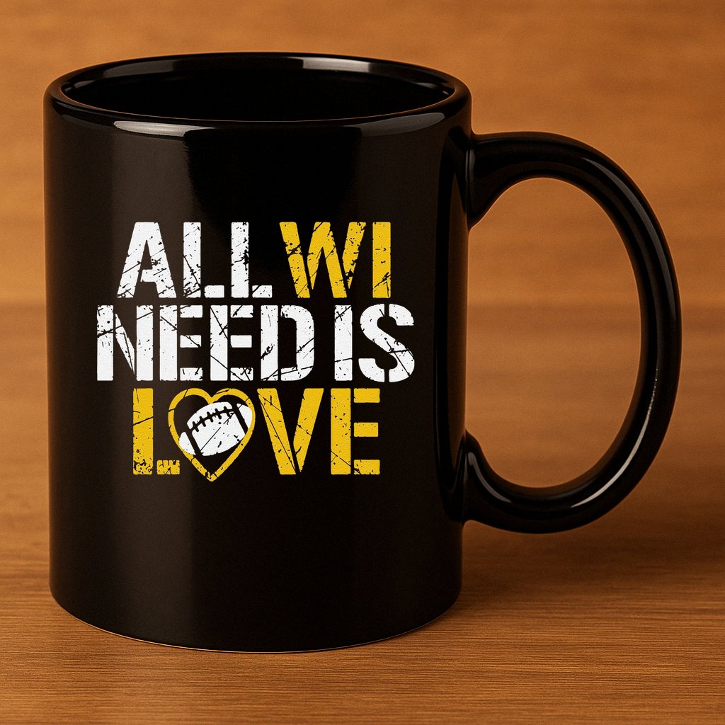 Funny All Wi Need Is Love Green Bay 11oz C Handle Ceramic Mug