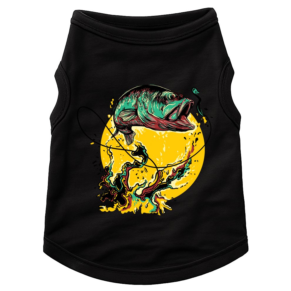 Fishing Art Wave Sunset Doggie Tank