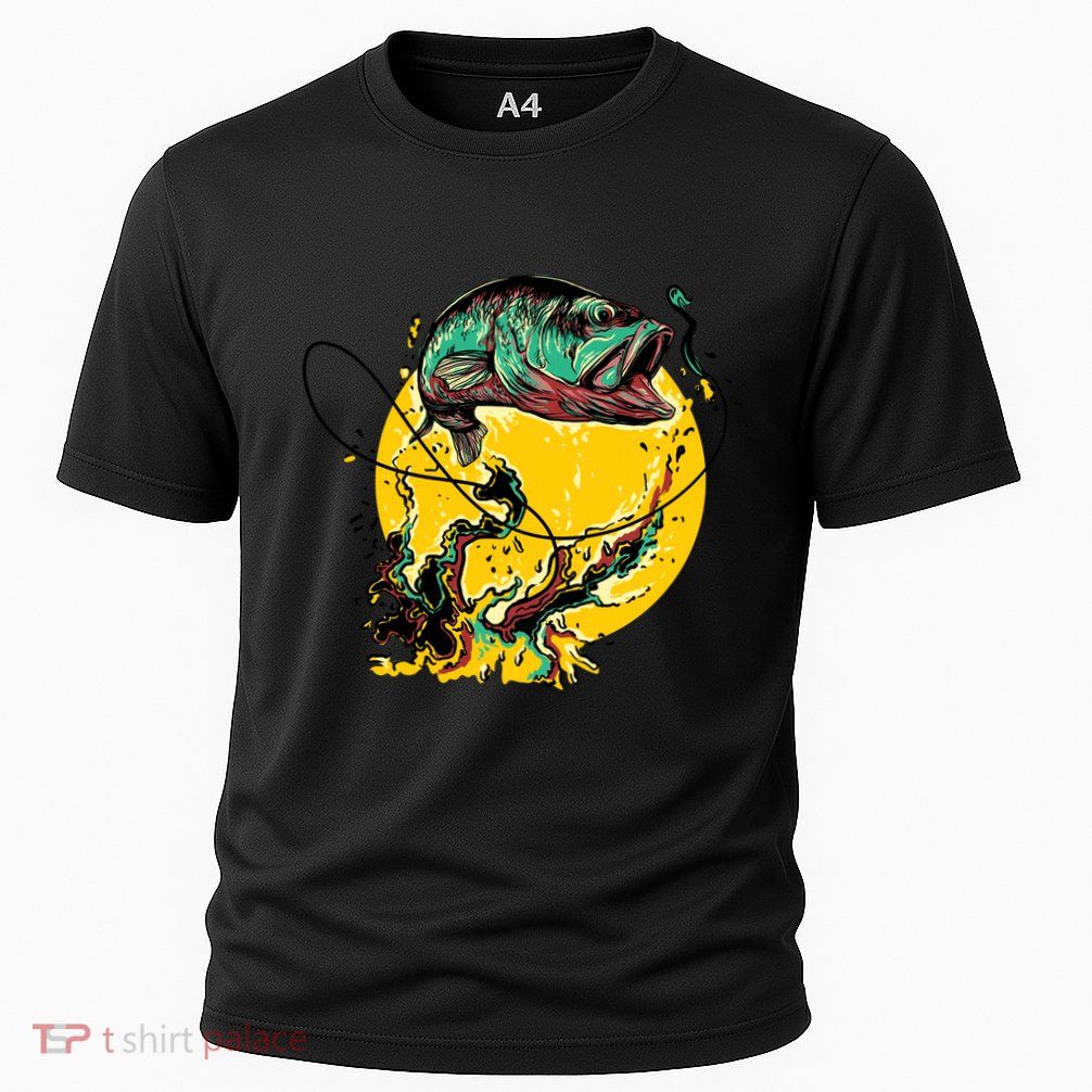 Fishing Art Wave Sunset Cooling Performance Crew T-Shirt