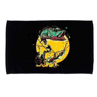 Fishing Art Wave Sunset Microfiber Hand Towel