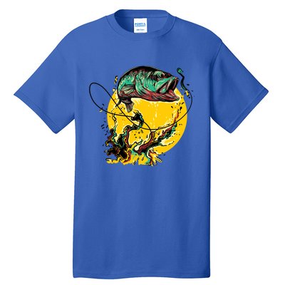 Fishing Art Wave Sunset Tall T-Shirt