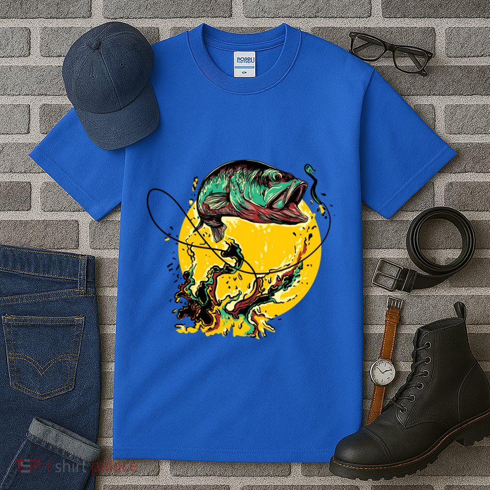 Fishing Art Wave Sunset Tall T-Shirt