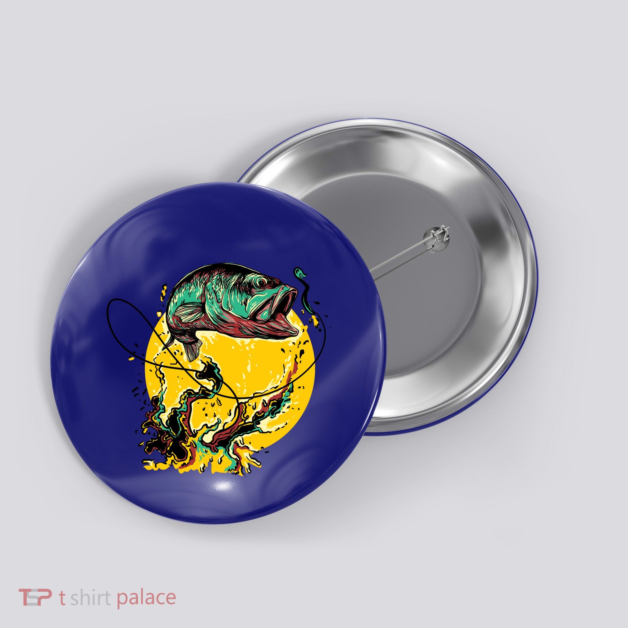 Fishing Art Wave Sunset Button