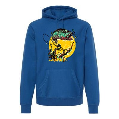 Fishing Art Wave Sunset Premium Hoodie