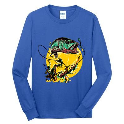 Fishing Art Wave Sunset Tall Long Sleeve T-Shirt