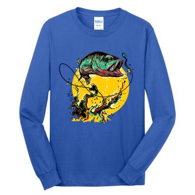 Fishing Art Wave Sunset Tall Long Sleeve T-Shirt