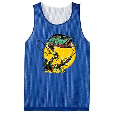 Fishing Art Wave Sunset Mesh Reversible Basketball Jersey Tank