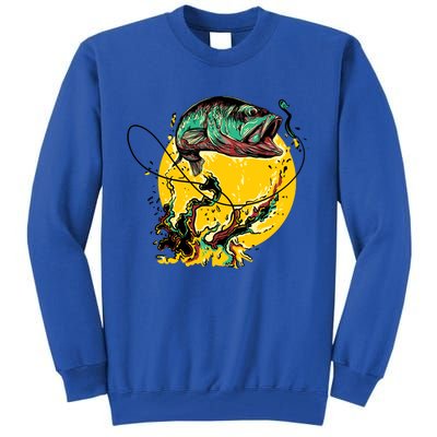 Fishing Art Wave Sunset Tall Sweatshirt