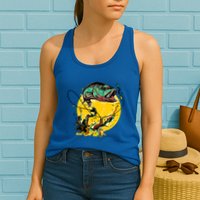 Fishing Art Wave Sunset Womens Tank Top