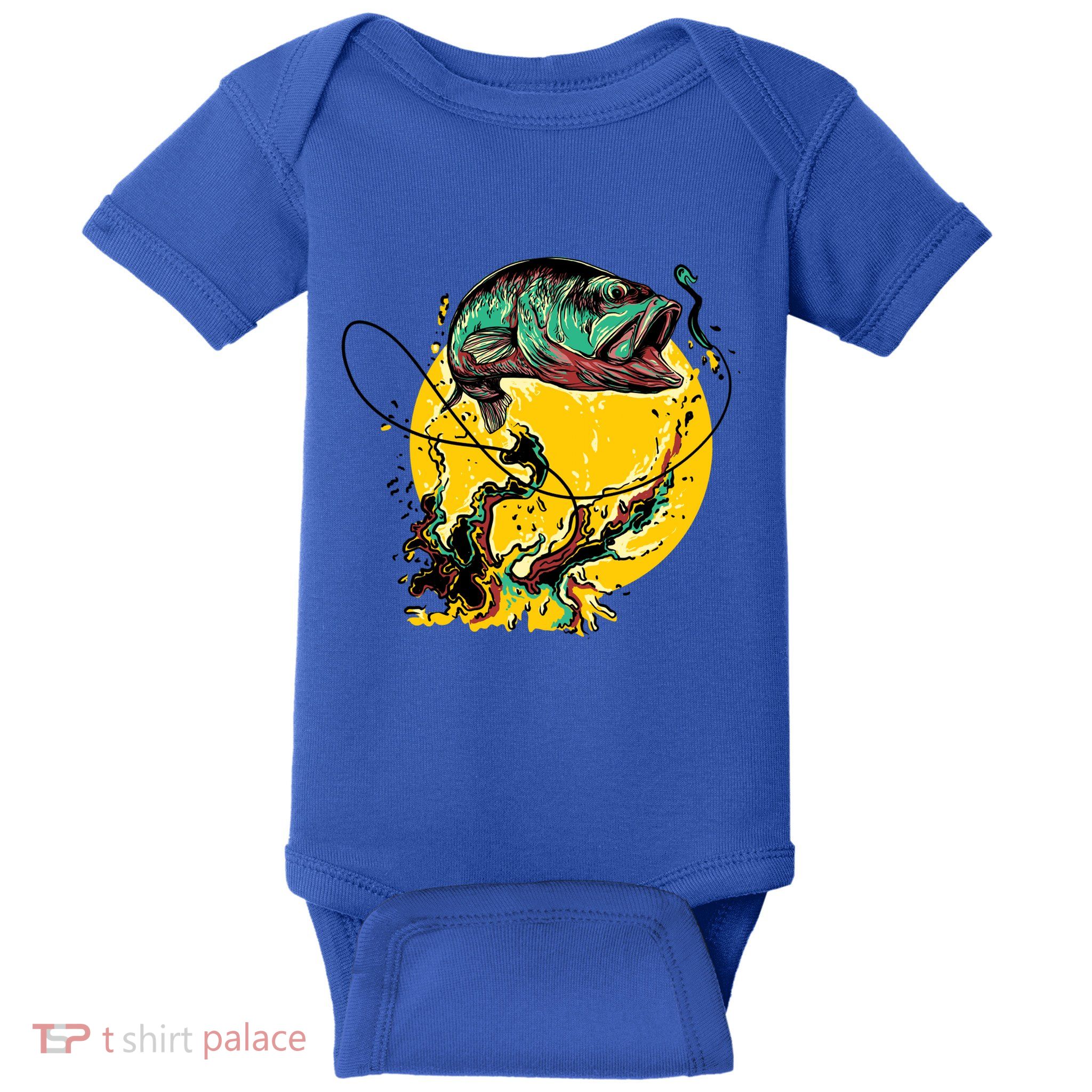 Fishing Art Wave Sunset Baby Bodysuit