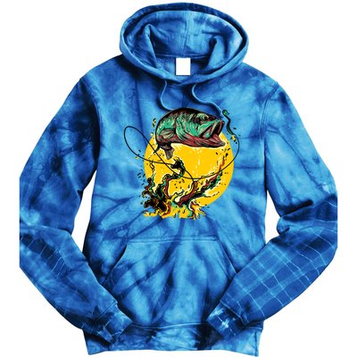 Fishing Art Wave Sunset Tie Dye Hoodie