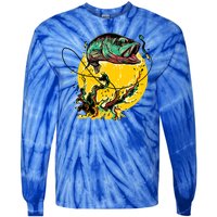 Fishing Art Wave Sunset Tie-Dye Long Sleeve Shirt