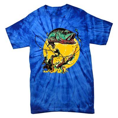 Fishing Art Wave Sunset Tie-Dye T-Shirt