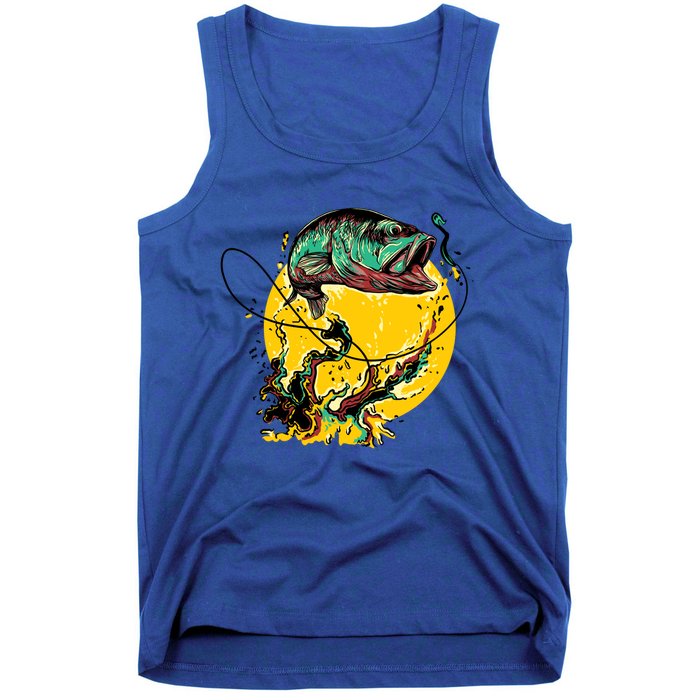 Fishing Art Wave Sunset Tank Top