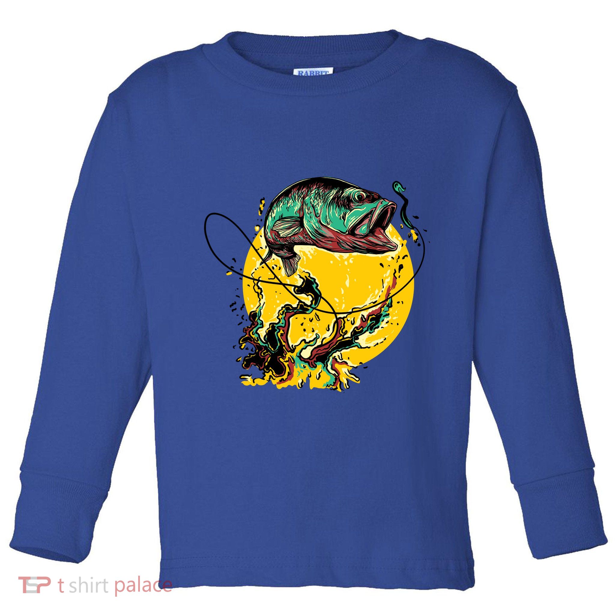 Fishing Art Wave Sunset Toddler Long Sleeve Shirt