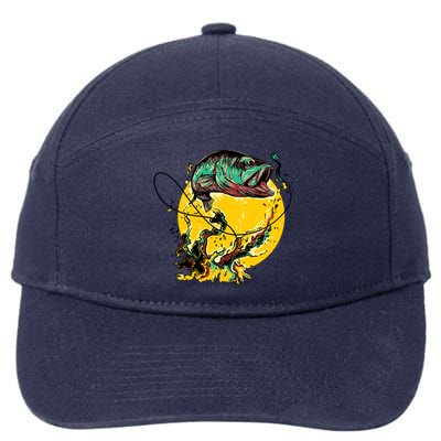 Fishing Art Wave Sunset 7-Panel Snapback Hat