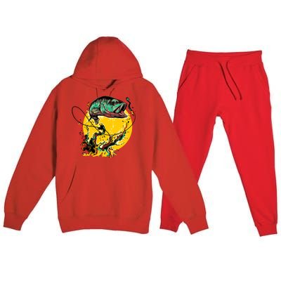 Fishing Art Wave Sunset Premium Hooded Sweatsuit Set