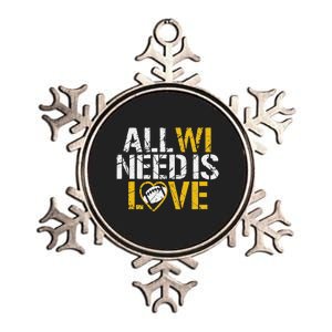 Funny All Wi Need Is Love Green Bay Metallic Star Ornament