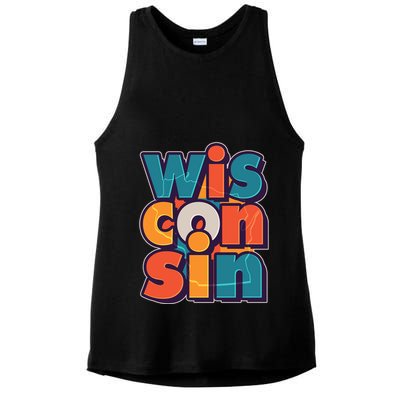 Fun Abstract Wisconsin Name Ladies PosiCharge Tri-Blend Wicking Tank