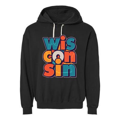 Fun Abstract Wisconsin Name Garment-Dyed Fleece Hoodie
