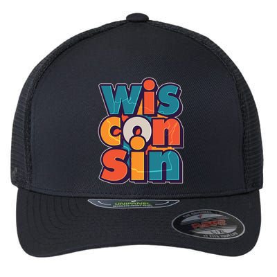 Fun Abstract Wisconsin Name Flexfit Unipanel Trucker Cap