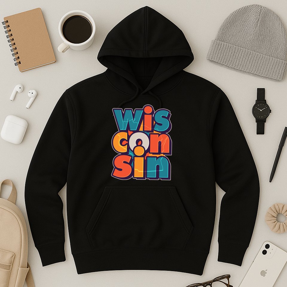 Fun Abstract Wisconsin Name Hoodie