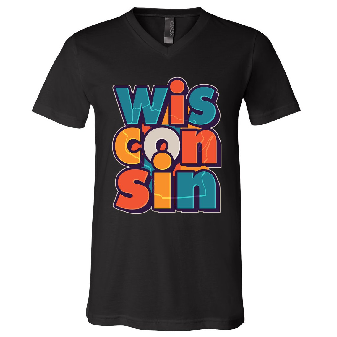 Fun Abstract Wisconsin Name V-Neck T-Shirt